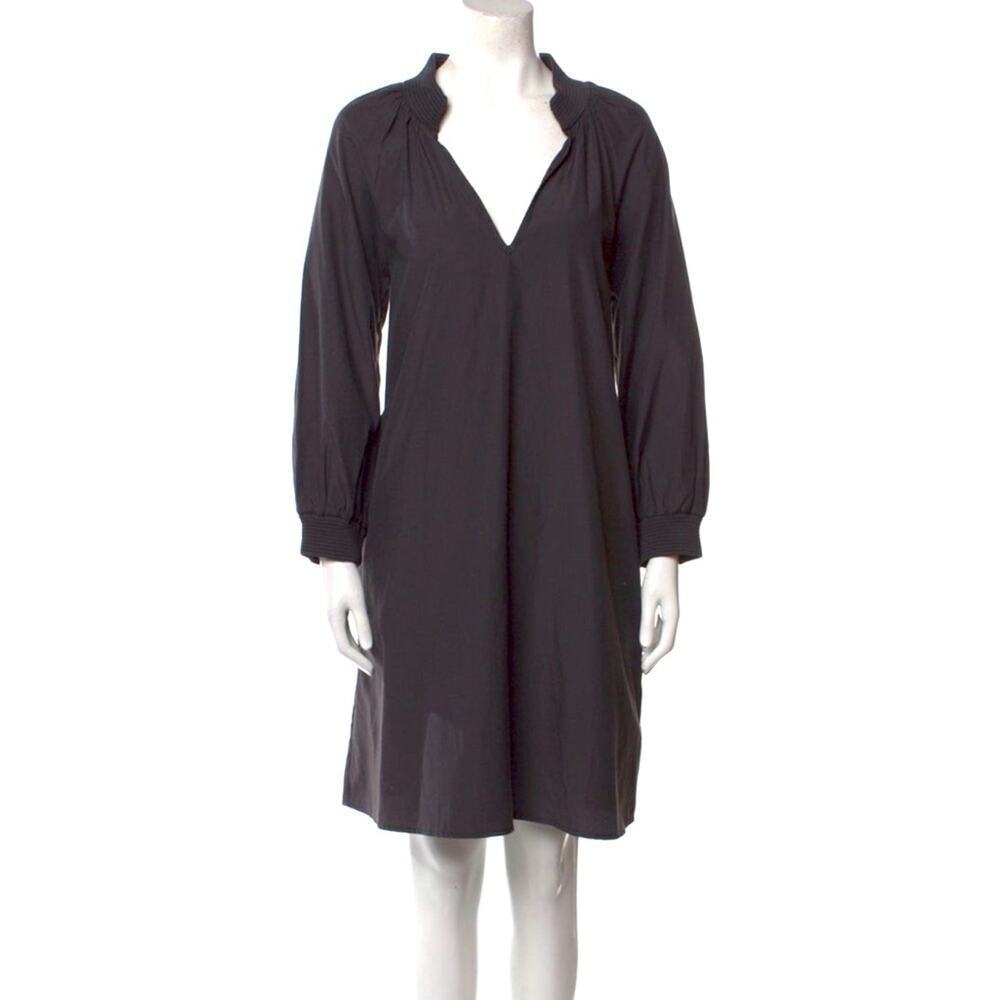 EUC Brochu Walker Black Lysett dress large shirt dress knee length v-neck pocket - Picture 4 of 8